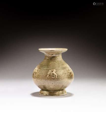 <br />
A 'Yue' celadon-glazed pear-shaped vase, Wu - Western...