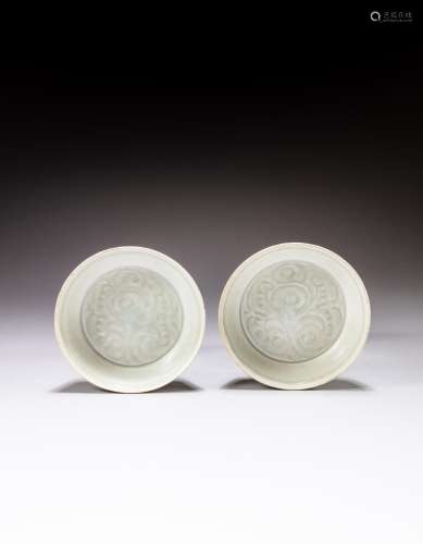 <br />
A pair of Qingbai 'floral' saucers, Song dynasty | 宋...