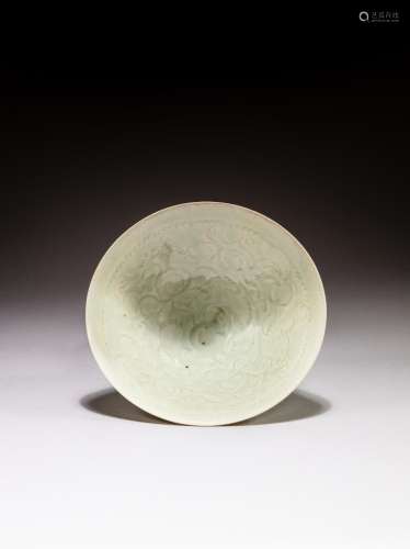 <br />
A Qingbai carved ‘peony’ bowl, Song dynasty | 宋 青白...