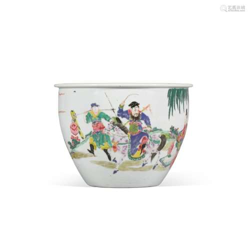 <br />
A famille-rose 'Zhong Kui' jardinière, Qing dynasty, ...