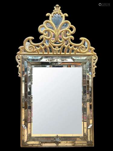 specchiera con fregi in legno dorato, Piemonte    mirror cab...