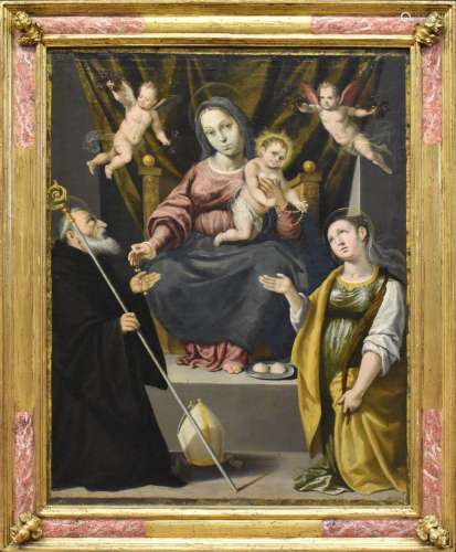 olio su tela \"Madonna del Rosario con santi    oil on ...