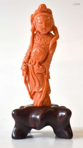 Cina scultura in corallo fine 800 primi    China coral sculp...