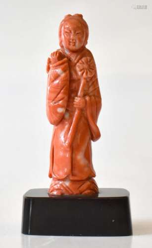 Cina scultura in corallo fine 800 primi    China coral sculp...