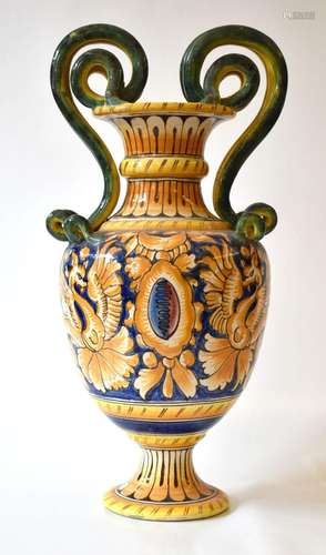 vaso in maiolica istoriata fine  sec.XIX h 58 cm    late 19t...