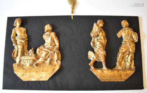 pannello con sculture in legno dorato applicate    panel wit...