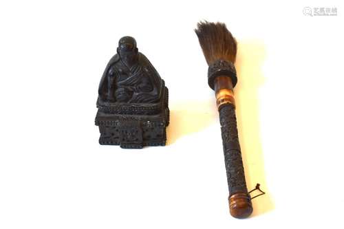 Cina buddah in pietra    China buddah stone h 14 cm + brush ...