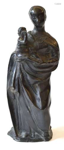 scultura in bronzo \"Madonna con bambino\" sec.XIX...