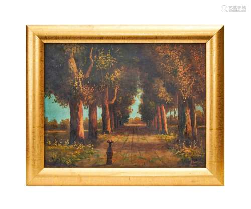 GREEN PARK SCENE, OIL ON CANVAS, SIGNED, ZAID SALIH, IRAQ