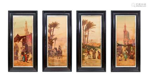 A LARGE SET OF FOUR ORIENTALIST PRINTS, OTTO PILNY, (1866-19...