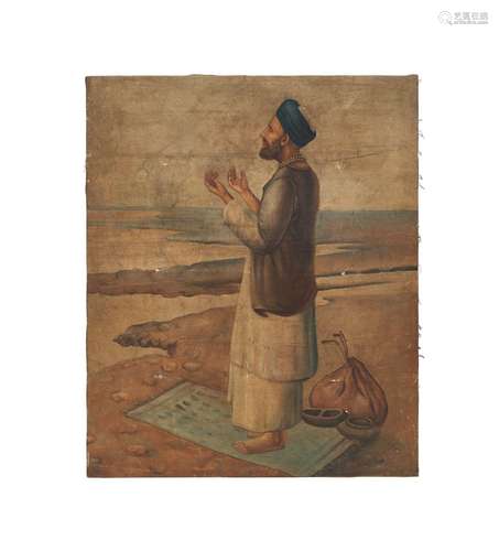 ORIENTALIST MAN PRAYING TOWARDS MECCA, PROBABLY NORTH AFRICA...