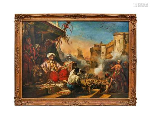 OIL ON CANVAS, THE MASSACRE OF THE MAMELUKES, AFTER HORACE V...