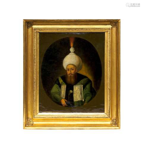 AN OTTOMAN PORTRAIT OF SULTAN SELIM III, OIL ON CANVAS, 18TH...