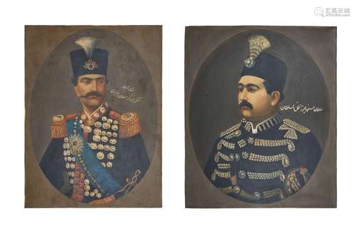 OIL ON CANVAS, PORTRAIT OF MUZAFFAR DIN SHAH OF QAJAR, MUHAM...