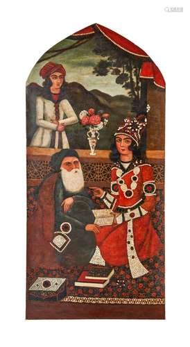 A SAGE AND HIS PUPIL, QAJAR, 19TH CENTURY, IRAN