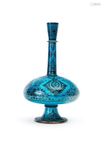 AN IZINK STYLE TURQUOISE GLAZED VASE, PROBABLY THEODORE DECK...