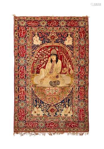 PERSIAN KERMAN RUG, DEPICTING NOOR ALI SHAH