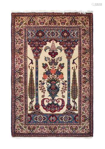 MIHRAB DESIGN WOOL KASHAN RUG