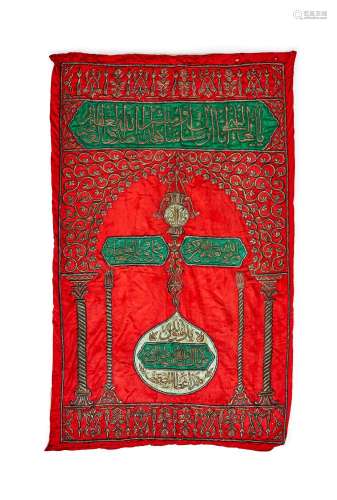 AN OTTOMAN SILVER METAL THREAD EMBROIDERY TOMB COVER, 19TH/2...