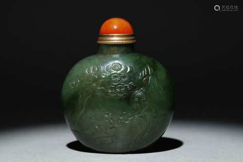 Hetian jade jasper snuff bottle