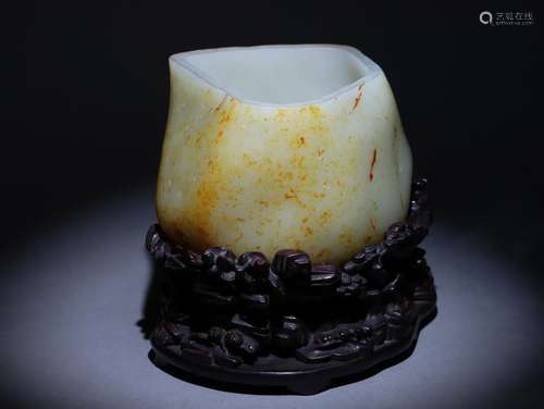 Hetian jade plain brush holder