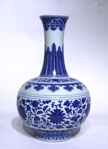 Blue and white lotus celestial vase