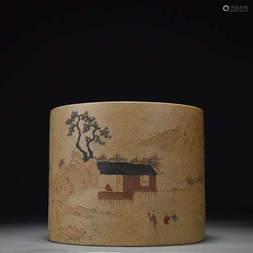 Yang Jichu·Old purple sand clay painting figure landscape br...