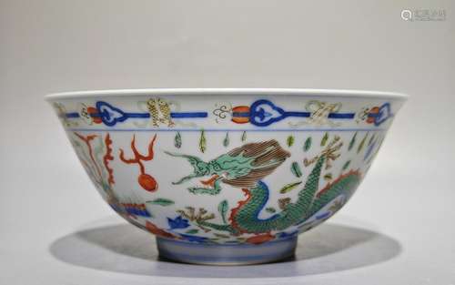 Colorful dragon and phoenix bowl