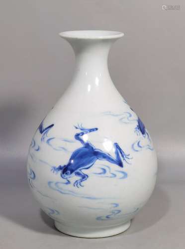 Blue and white frog jade pot spring