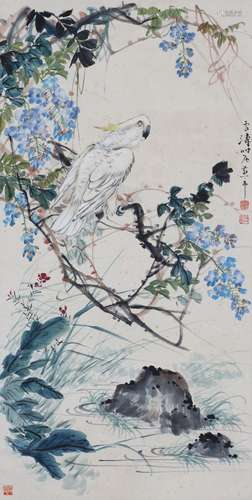 Wang XuetaoWisteria parrot illustration