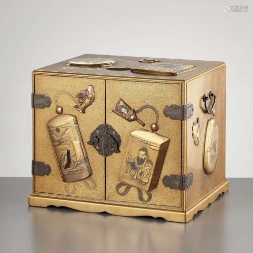 A SUPERB GOLD LACQUER INRO-DANSU (STORAGE CABINET FOR INROS)