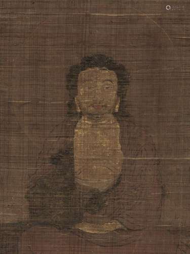 A VERY RARE AND EARLY JAPANESE HANGING SCROLL PAINTING OF AN...