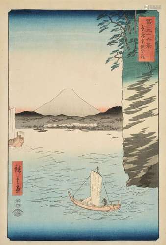 UTAGAWA HIROSHIGE (1797 – 1858), HONMOKU CLIFF IN MUSASHI PR...