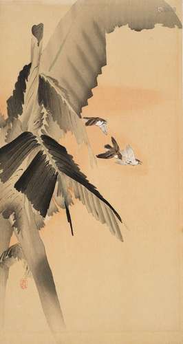 OHARA KOSON (1877-1945), THREE SPARROWS