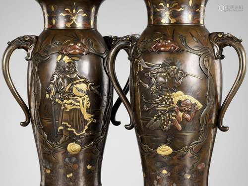 A SUPERB PAIR OF MIYAO-STYLE MIXED-METAL-INLAID AND PARCEL-G...