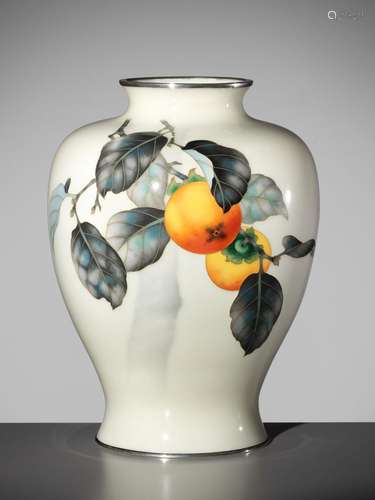 ANDO JUBEI: A FINE CLOISONNÉ ENAMEL VASE WITH FRUITING PERSI...