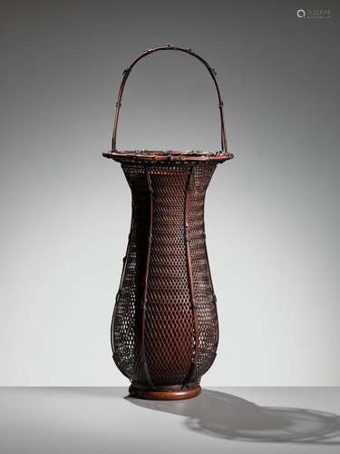 KOSHOSAI: A FINE WOVEN BAMBOO AND RATTAN HANAKAGO (FLOWER BA...