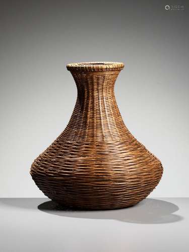 MATSUO CHIKUHO: A WOVEN BAMBOO AND RATTAN HANAKAGO (FLOWER B...