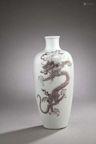 Vase meiping en porcelaine à décor de dragon, Chine, début d...