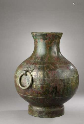 Grand vase rituel en bronze, hu, Chine, dynastie des Han Occ...