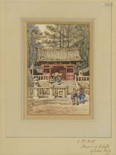 Robert Charles GOFF (1837-1922) Porte de temple à Nikkô, Jap...