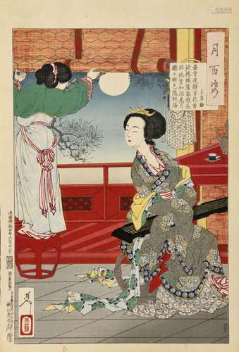 Tsukioka Yoshitoshi (1839-1892), Japon Estampe de format oba...