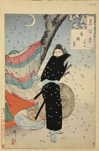 Tsukioka Yoshitoshi (1839-1892), Japon Estampe de format oba...