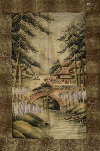 Tapisserie représentant un paysage, Japon, ère Meiji (1868-1...
