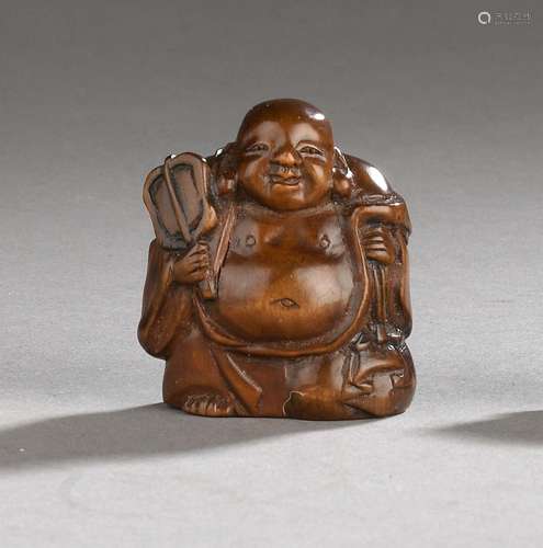 Netsuke en bois représentant Hotei, Japon, XIXe siècle Imita...