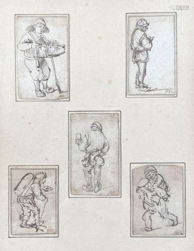 Isaac van OSTADE (1621-1649)
Cinq études de personnages