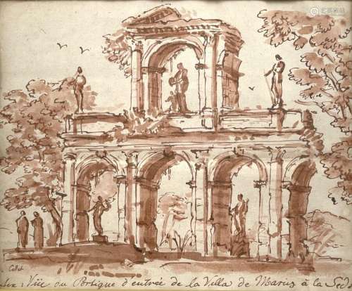 Dans le goût du XVIIIe siècle 
Vue du portique d'entrée