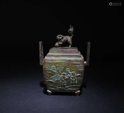 A BRONZE CENSER WITH LID