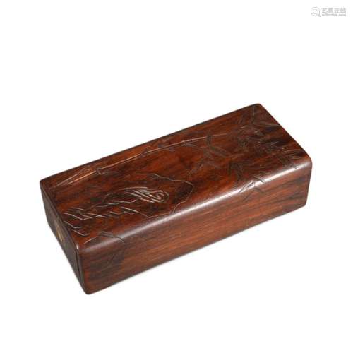 A SANDAL WOOD CARVED JEWEL CASE