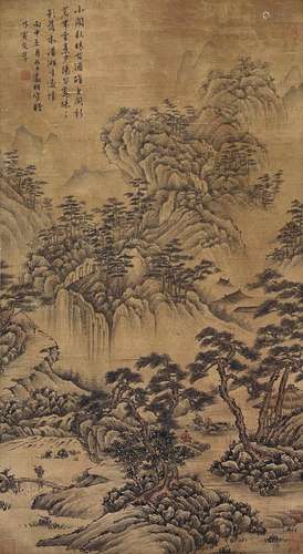 A CHINESE LANDSCAPE PAINTING, INK ON PAPER, WEN ZHENGMING MA...